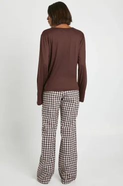 Ensemble De Pyjama Tall Haut À Manches Longues Et Pantalon Vichy Toucher Doux
