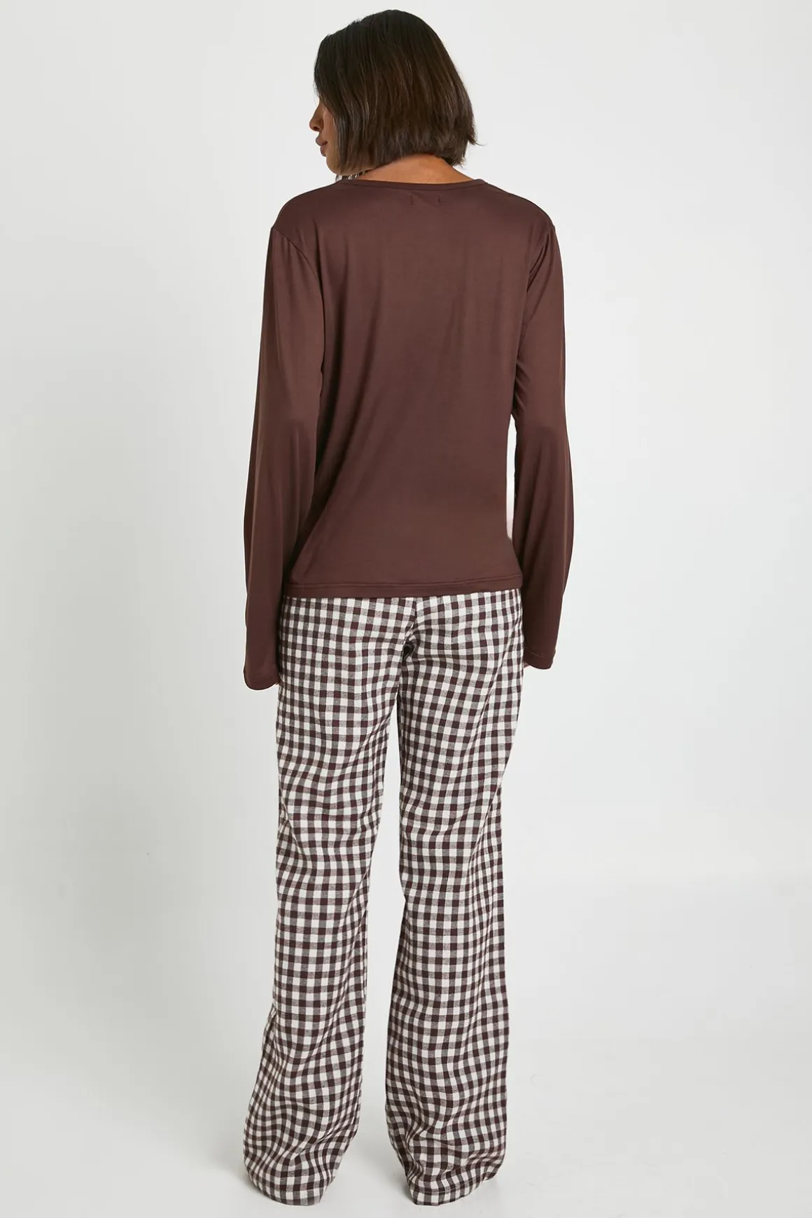 Ensemble De Pyjama Tall Haut À Manches Longues Et Pantalon Vichy Toucher Doux