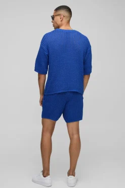 Ensemble de shorts en tricot à point de pli ouvert, coupe régulière