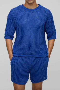 Ensemble de shorts en tricot à point de pli ouvert, coupe régulière