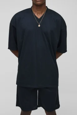 Ensemble de sport en maille oversize à col en V et short
