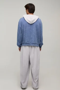Ensemble De Survêtement Ample Oversize Avec Sweat À Casynthétiqueche Zippé Et Appliqué Officiel Et Jogger À Jambes Larges