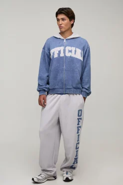 Ensemble De Survêtement Ample Oversize Avec Sweat À Casynthétiqueche Zippé Et Appliqué Officiel Et Jogger À Jambes Larges
