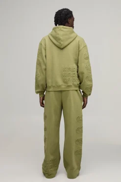 Ensemble De Survêtement Ample Oversize À Jambes Larges Avec Inscription Worldwide En Relief