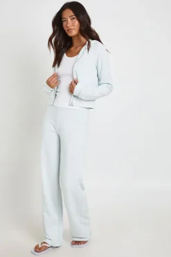 Ensemble De Survêtement Avec Sweat À Casynthétiqueche Zippé Ajusté En Molleton Bouclette Et Pantalon De Jogging Droit