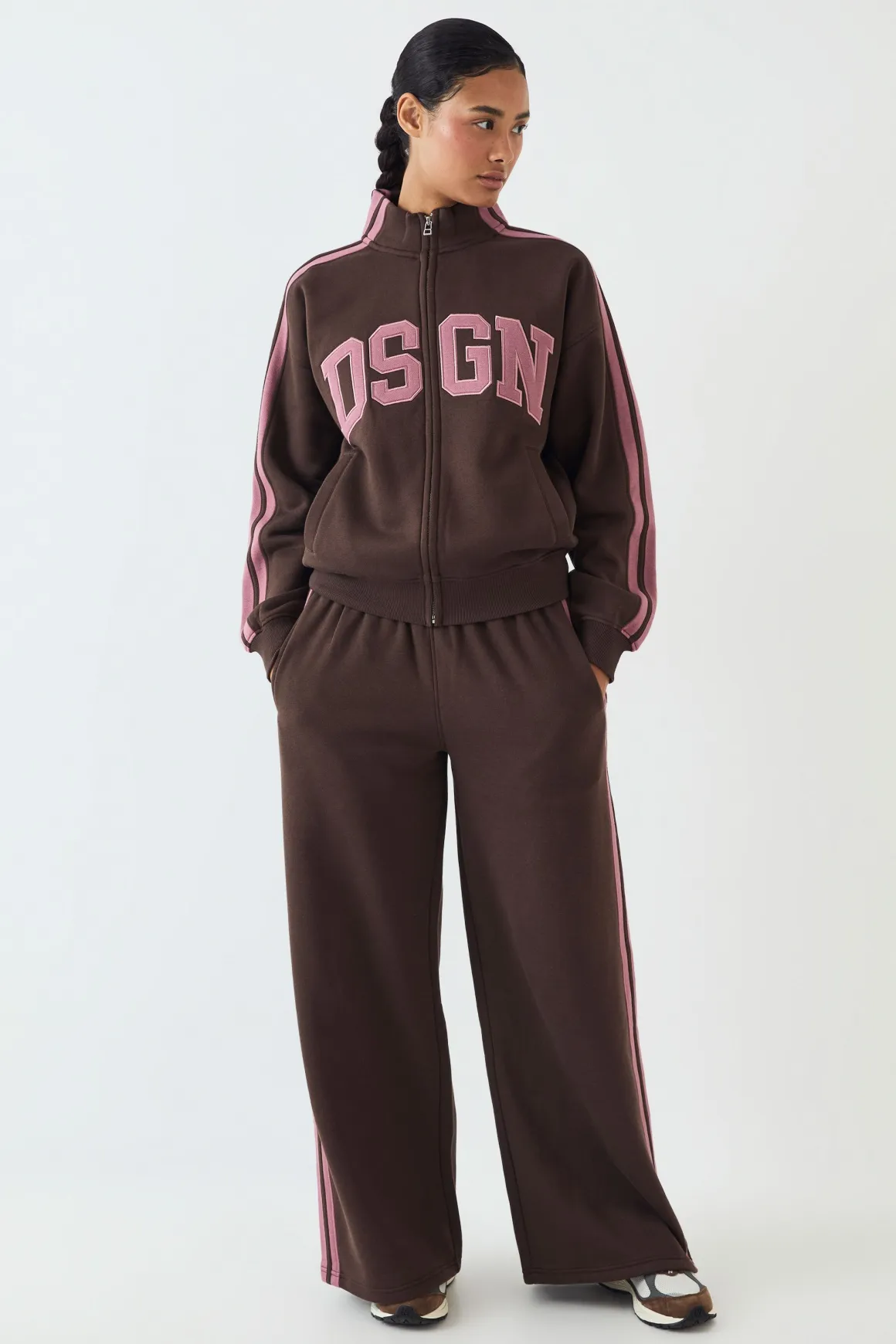 Ensemble De Survêtement Bomber Dsgn Studio Avec Col Montant Zippé Et Bandes Latérales