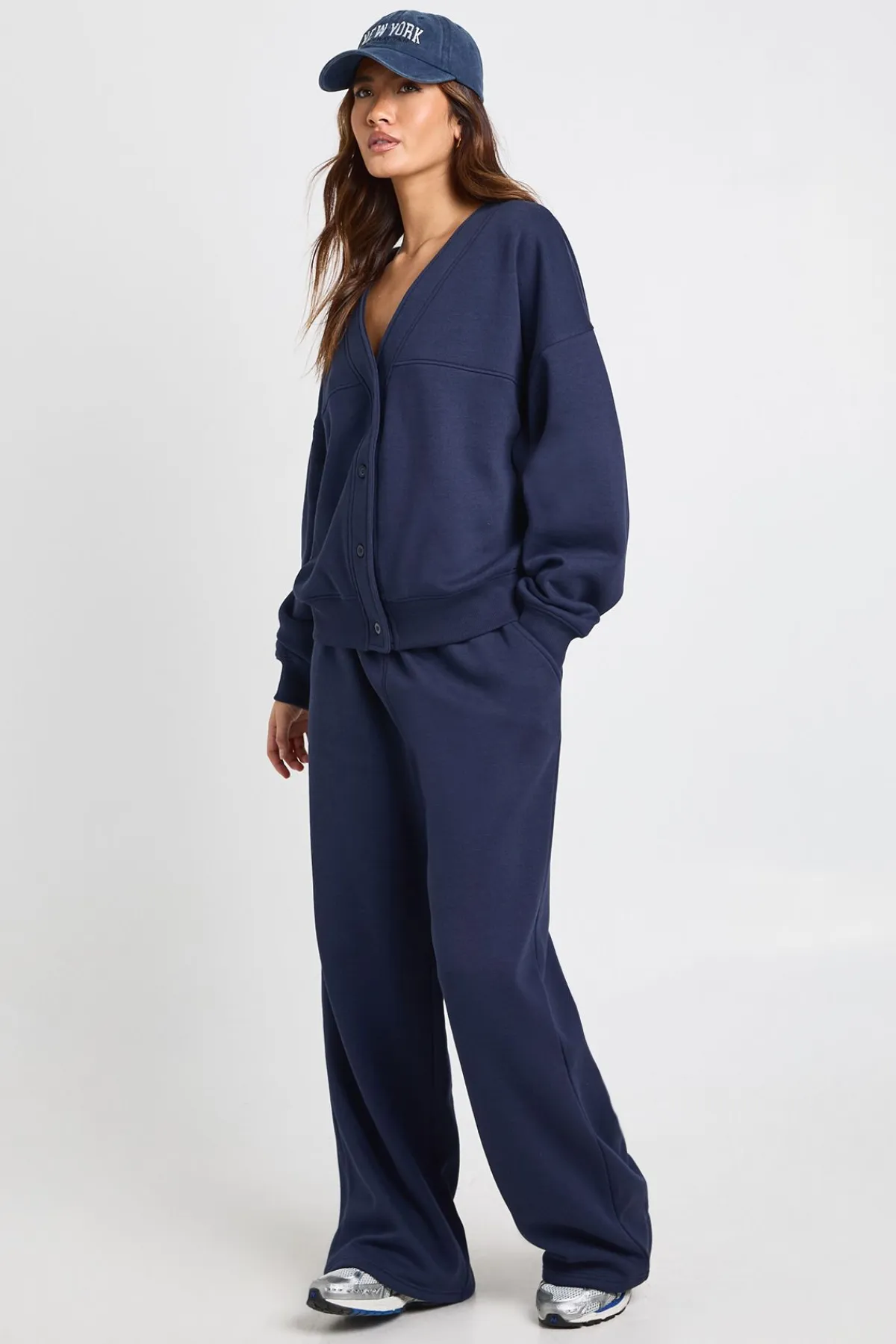 boohoo Ensemble de Survêtement Cardigan Sweat à Boutons et Jogging Jambes Droites<Femme Survêtements|Survêtements