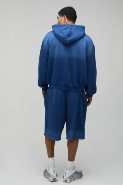 Ensemble De Survêtement À Casynthétiqueche Zippé Effet Dégradé Délavé Étoile M Coupe Ample Oversize