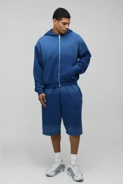 Ensemble De Survêtement À Casynthétiqueche Zippé Effet Dégradé Délavé Étoile M Coupe Ample Oversize