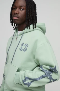 boohooMAN Ensemble De Survêtement À Casynthétiqueche Zippé Avec Croix Rétrécie Et Gousset Évasé<Homme Survêtements