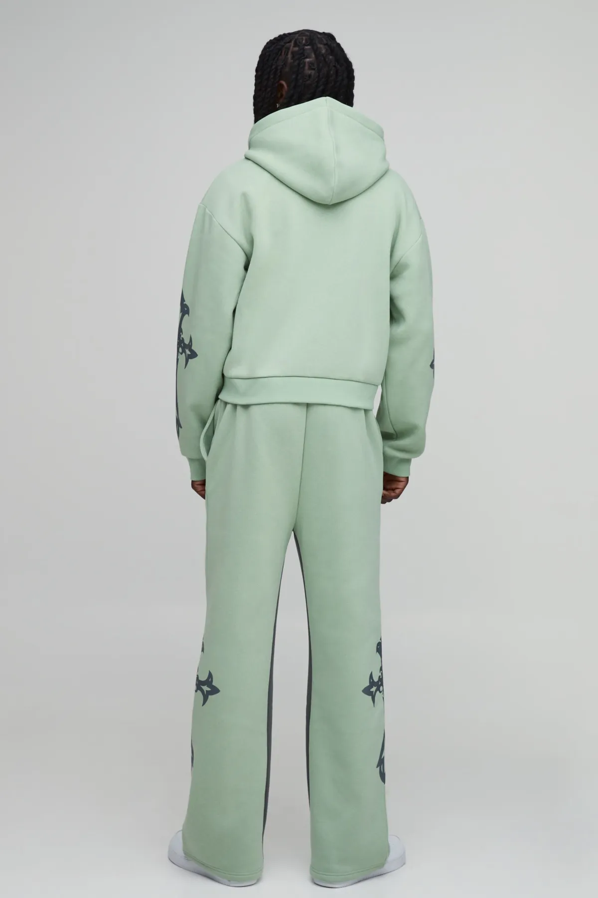 boohooMAN Ensemble De Survêtement À Casynthétiqueche Zippé Avec Croix Rétrécie Et Gousset Évasé<Homme Survêtements