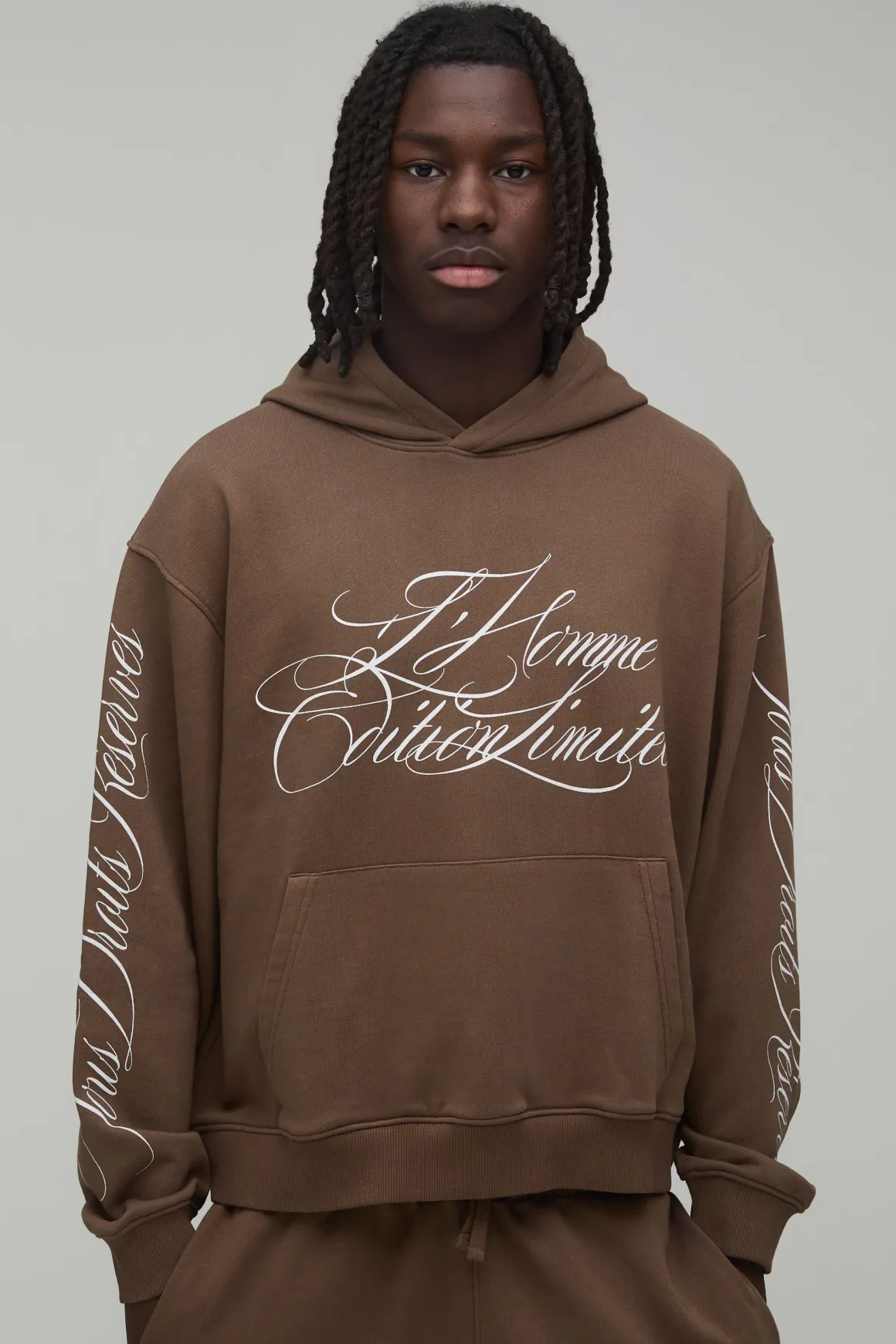 Ensemble De Survêtement À Casynthétiqueche Oversize Boxy Avec Inscription Effet Délavé En Molleton Bouclette