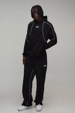 Ensemble De Survêtement À Casynthétiqueche Avec Passepoil Coupe Regular Pour Homme Grand