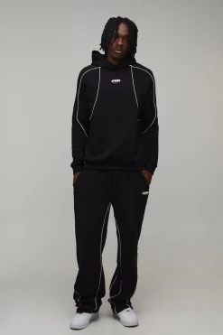 Ensemble De Survêtement À Casynthétiqueche Avec Passepoil Coupe Regular Pour Homme Grand