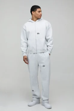 boohooMAN Ensemble De Survêtement À Casynthétiqueche Zippé Avec Logo Graphique Coupe Ample Oversize<Homme Survêtements