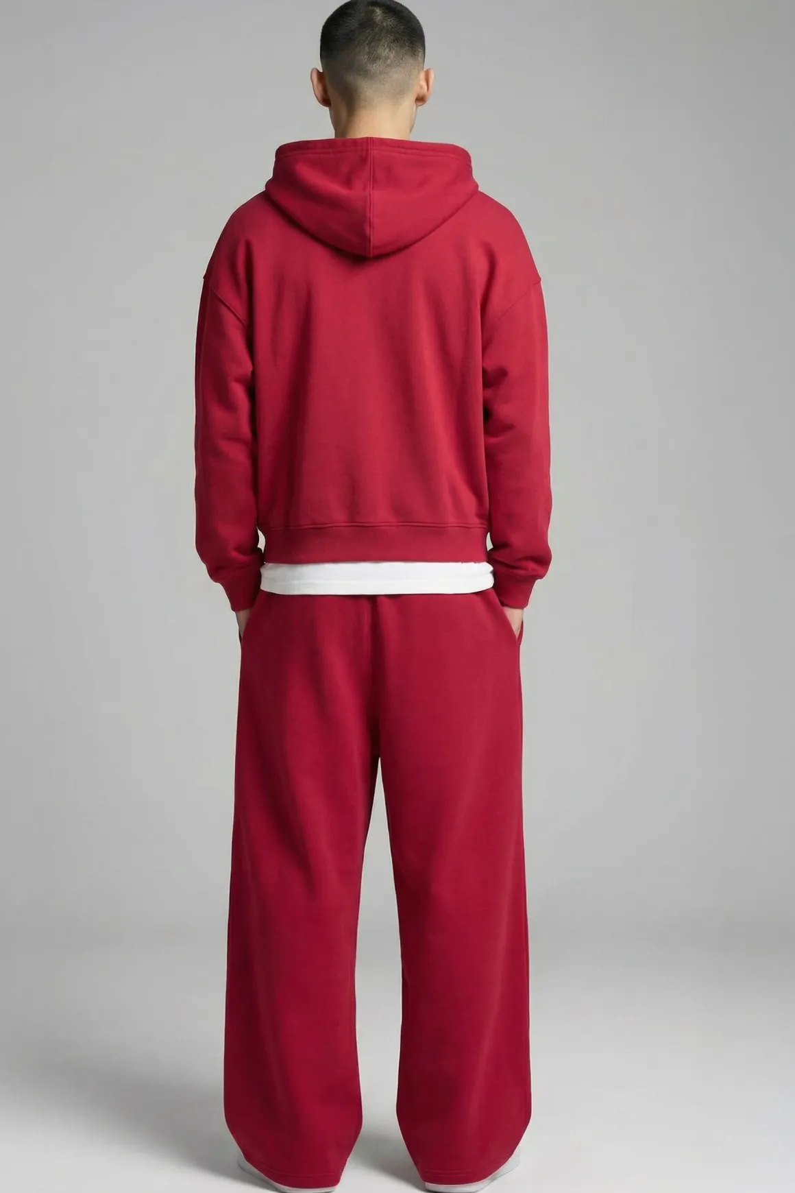 Ensemble De Survêtement À Casynthétiqueche Double Zip Coupe Ajustée Molleton Bouclette Lavé