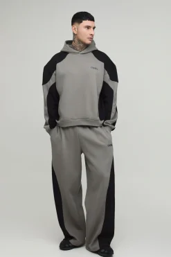 Ensemble De Survêtement À Casynthétiqueche Oversize Ample Avec Détails De Coutures Pour Homme Grand