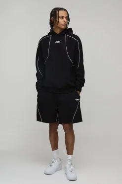 Ensemble De Survêtement Court À Casynthétiqueche Pour Homme Coupe Regular Avec Passepoil