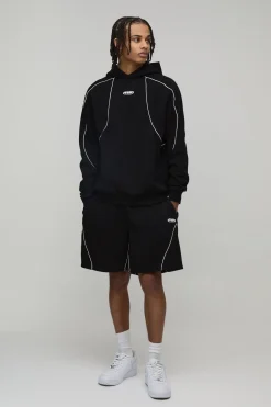 Ensemble De Survêtement Court À Casynthétiqueche Pour Homme Coupe Regular Avec Passepoil