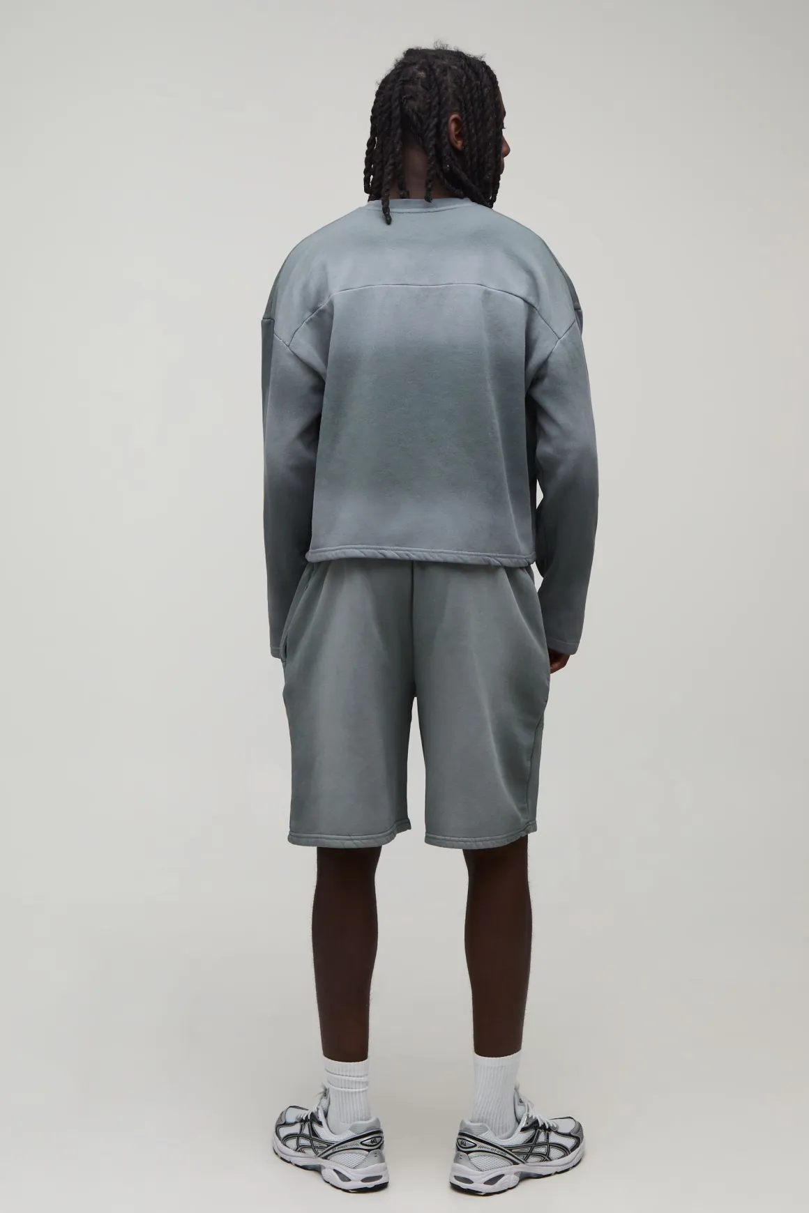 Ensemble De Survêtement Court Sweat Et Short À Panneaux Délavés Effet Rétréci