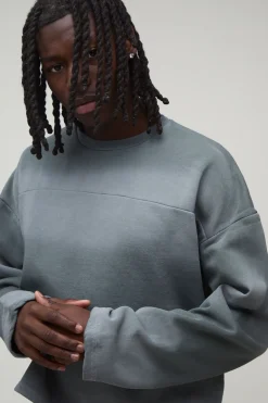 Ensemble De Survêtement Court Sweat Et Short À Panneaux Délavés Effet Rétréci