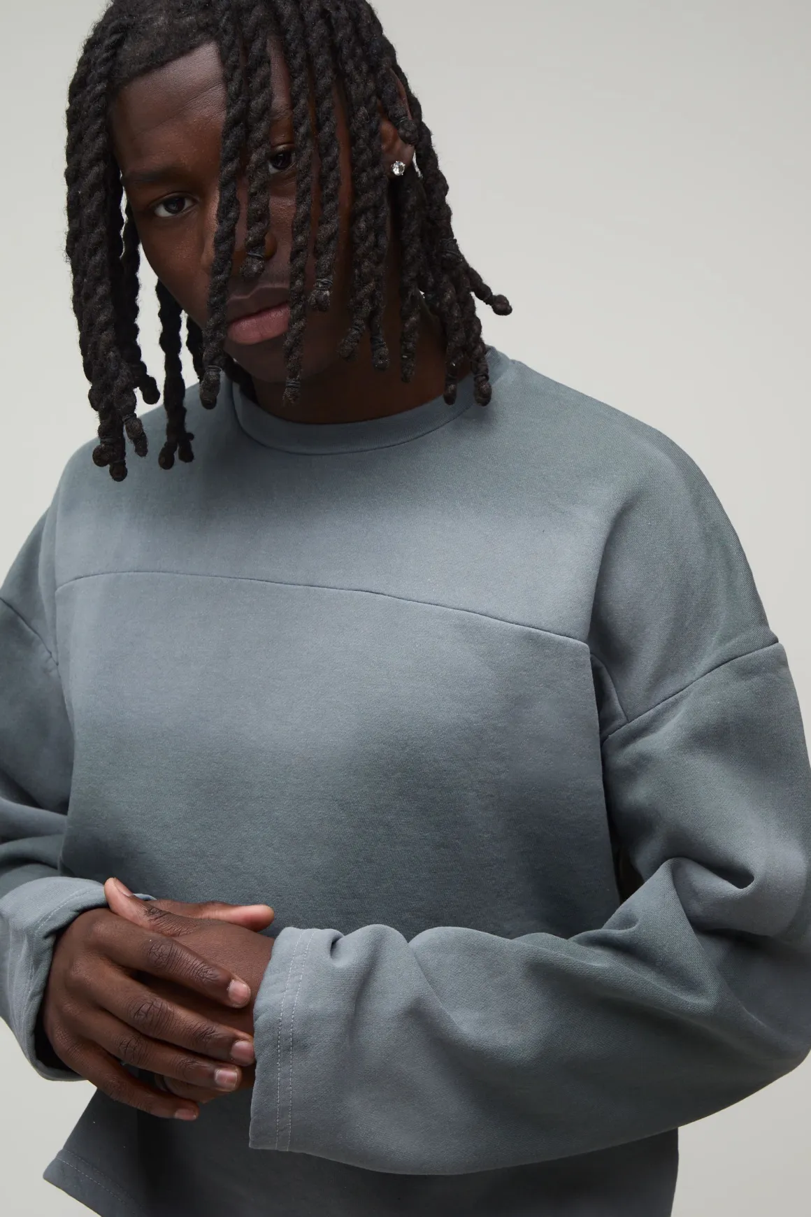 Ensemble De Survêtement Court Sweat Et Short À Panneaux Délavés Effet Rétréci