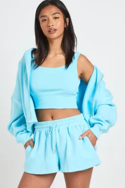 boohoo Ensemble De Survêtement Court 3 Pièces Crop Zippé À Ourlet Profond Petite<Femme Survêtements|Survêtements