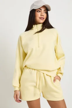 Ensemble De Survêtement Court Sweat-shirt Demi-zip Détail Passepoil