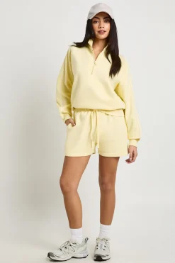Ensemble De Survêtement Court Sweat-shirt Demi-zip Détail Passepoil