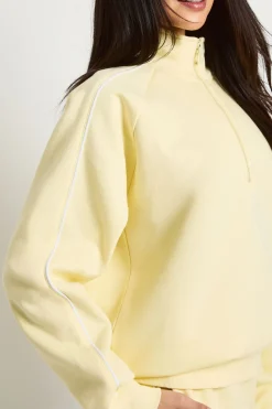 Ensemble De Survêtement Court Sweat-shirt Demi-zip Détail Passepoil