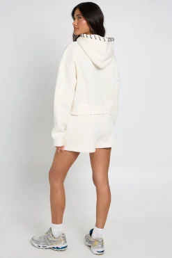 Ensemble De Survêtement Court Avec Sweat À Casynthétiqueche Zippé Et Détails De Couture Contrastée