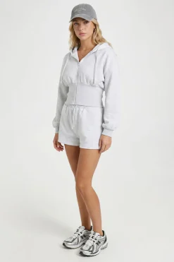 Ensemble De Survêtement Court À Casynthétiqueche Zippé Avec Taille Cintrée