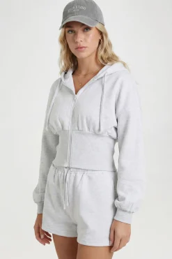 Ensemble De Survêtement Court À Casynthétiqueche Zippé Avec Taille Cintrée
