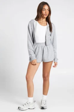 Ensemble De Survêtement Court À Casynthétiqueche Zippé Avec Détail De Couture Bouclette