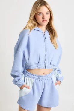 Ensemble De Survêtement Court À Casynthétiqueche Zippé Avec Panneaux Contrastés Petite