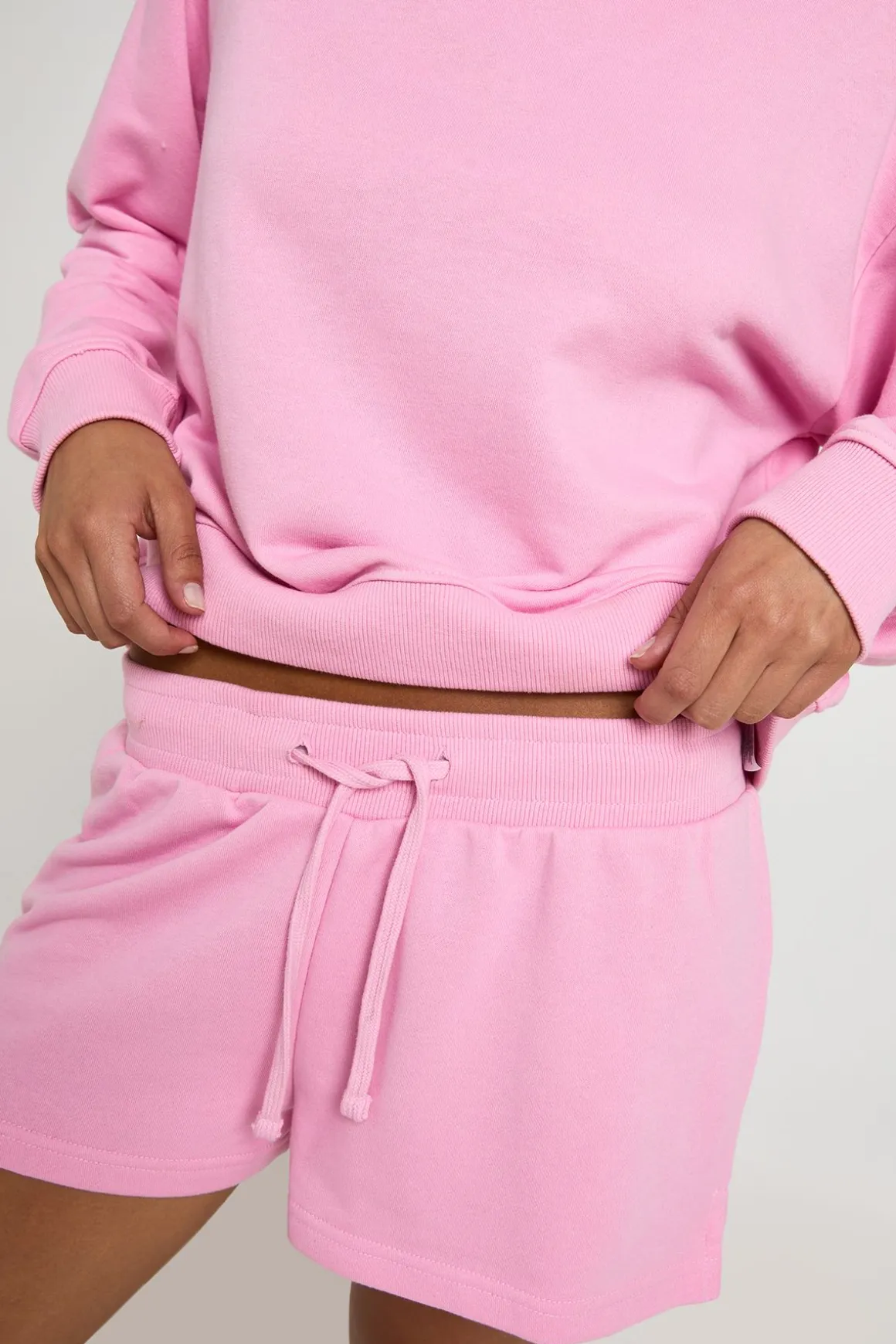 Ensemble De Survêtement Court Sweat Épaules Dénudées En Molleton Bouclette Doux