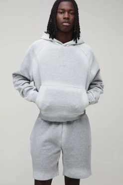 Ensemble De Survêtement Court Surdimensionné Homme Sport À Casynthétiqueche Avec Épaules Tombantes Raglan Et Coupe Raccourcie