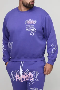 Ensemble de Survêtement Grande Taille : Sweat-shirt Ample Imprimé Renaissance et Jogging Slim à Soufflets