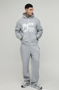 Ensemble De Survêtement Grande Taille Avec Sweat À Casynthétiqueche Zippé Oversize Motif Étoile M Et Pantalon Jambes Droites