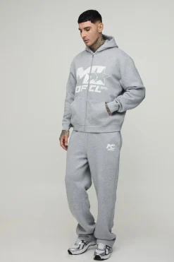 Ensemble De Survêtement Grande Taille Avec Sweat À Casynthétiqueche Zippé Oversize Motif Étoile M Et Pantalon Jambes Droites