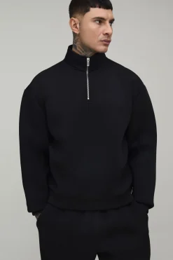 Ensemble De Survêtement Grande Taille Coupe Oversize Boxy En Néoprène Avec Col Montant Zippé Et Jogger Oversize
