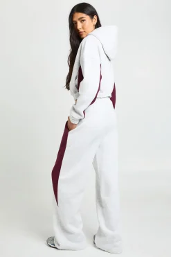 Ensemble De Survêtement Grande Taille Avec Sweat À Casynthétiqueche Zippé À Empiècements Contrastés Et Pantalon De Jogging Large
