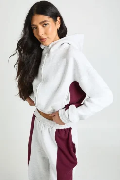 Ensemble De Survêtement Grande Taille Avec Sweat À Casynthétiqueche Zippé À Empiècements Contrastés Et Pantalon De Jogging Large