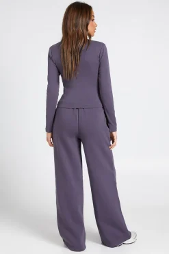 boohoo Ensemble De Survêtement Haut Côtelé À Manches Longues Avec Détails Boutons Et Pantalon Jogger Droit<Femme Survêtements|Survêtements