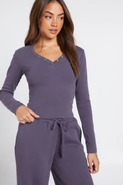 boohoo Ensemble De Survêtement Haut Côtelé À Manches Longues Avec Détails Boutons Et Pantalon Jogger Droit<Femme Survêtements|Survêtements
