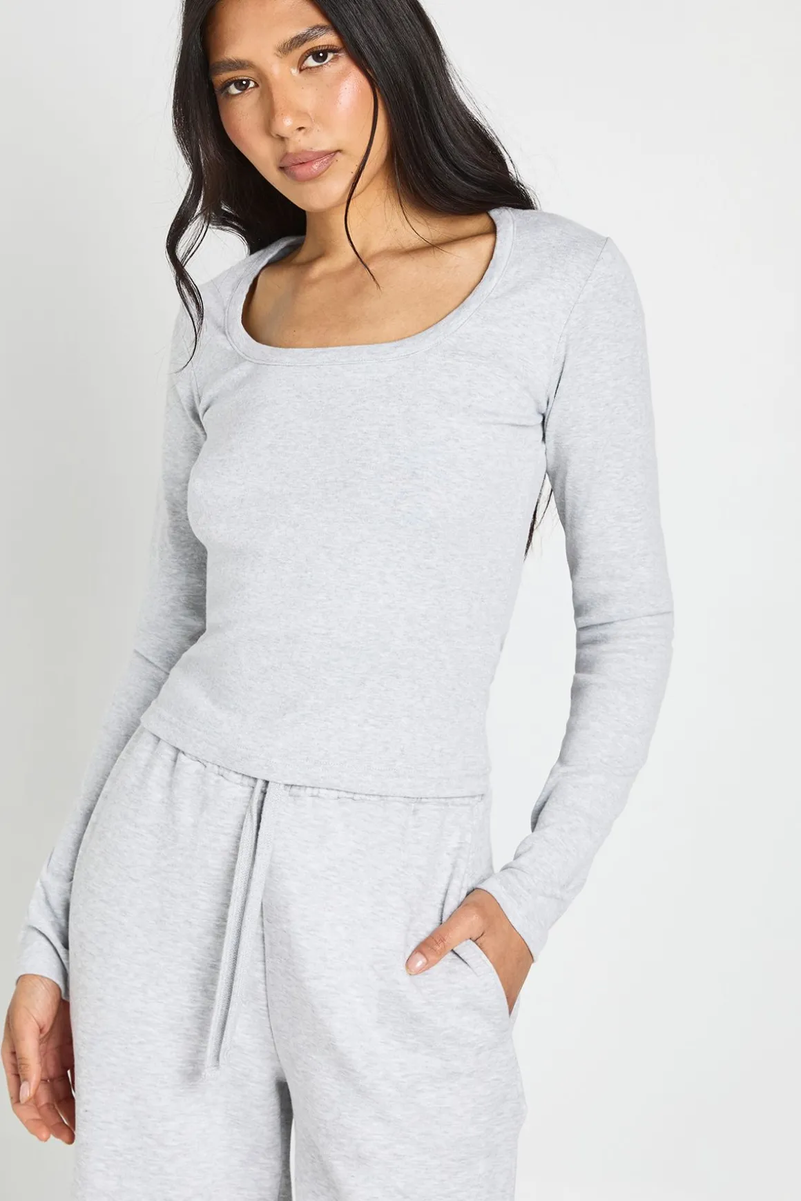 Ensemble De Survêtement Haut Col Rond Manches Longues Et Pantalon Jogger Droit Tall