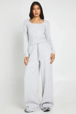 Ensemble De Survêtement Haut Col Rond Manches Longues Et Pantalon Jogger Droit Tall
