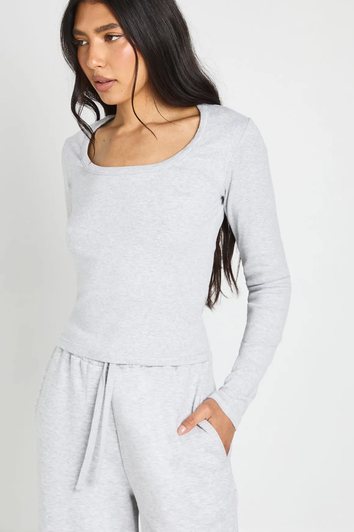 Ensemble De Survêtement Haut Col Rond Manches Longues Et Pantalon Jogger Droit Tall