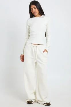 Ensemble De Survêtement Haut Long Col Rond À Manches Longues Et Pantalon De Jogging Droit Jambe Haute