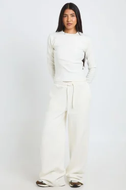 Ensemble De Survêtement Haut Long Col Rond À Manches Longues Et Pantalon De Jogging Droit Jambe Haute